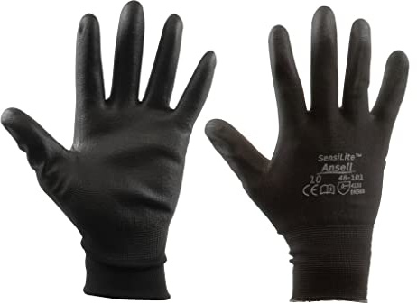 SW-Stahl 11561L Nylon Feinstrickhandschuhe Größe 9 I Nylon Arbeitshandschuhe PU-Beschichtung schwarz I Arbeitshandschuhe EN 388 I Montagehandschuhe Gr 9 I Montage Handschuhe für Arbeit