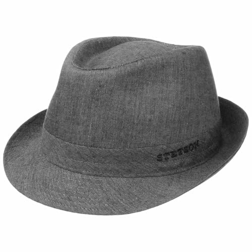 Stetson Geneva Trilby Hut Made in Italy Damen Herren Frühling Sommer grau 56 cm