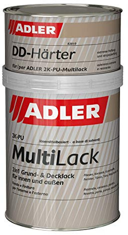ADLER Fliesenlack matt Weiß - 1kg inkl. Härter - Hochwertige Fliesenfarbe mit hervorragenden Hafteigenschaften für diverse Untergründe, Grund- und Decklack