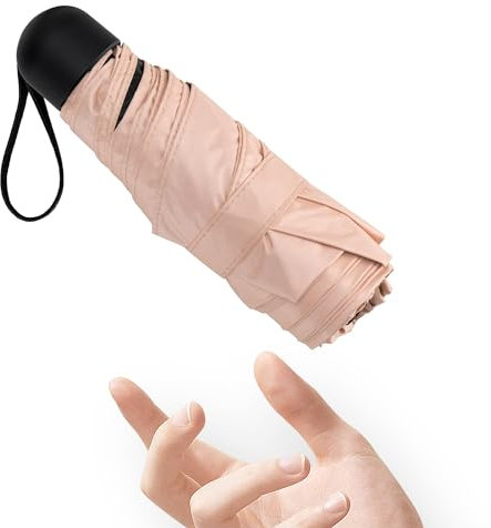 Chakipee Mini Parapluie Pliant, Ultra léger Anti UV Soleil Parapluie de Poche, Manuel Compact Petit Parapluie Mixte pour Activités de Plein Air de Voyage Parapluie Pliable Rose
