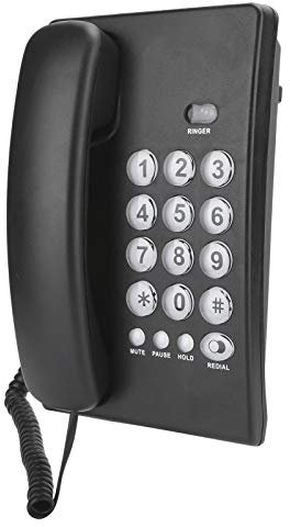 KX‑T504 Teléfono Fijo Multifuncional Universal, Teléfono Fijo con Cable de Escritorio para Casa Oficinas y Hoteles, Función de Flash y Silencio, Remarcación de Números, Color Negro