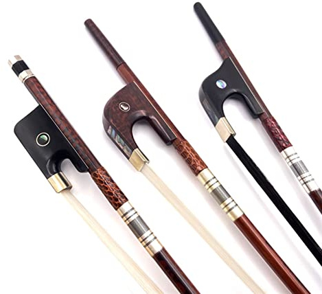 Students Violin Bow 3 Snakewood Letterwood Upprättstående Kontrabassbåge 3/4, Vit/svart Bowhair Hästsvans (Color : Style 1)