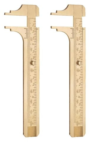 ZHYUAN Mini-Messschieber Aus Messing, Lineal-Messschieber, Mini-Retro-Messing, Doppelmaßstab Messwerkzeug, Nonius Skala (Double Scale 100mm)