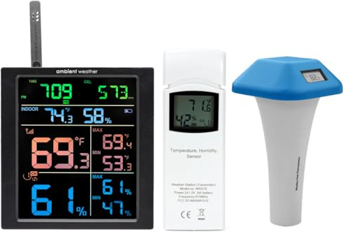 WS-1938 Wi-Fi Home Weather Station with CO2 Monitoring & Remote Pool/Spa Temperature Sensor