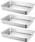 FAAING Juego de 3 moldes para horno de acero inoxidable, 32 x 22 x 7 cm, bandeja pequeña para lasaña, acero inoxidable, molde rectangular para horno, para cafeterías, restaurantes rápidos, comidas