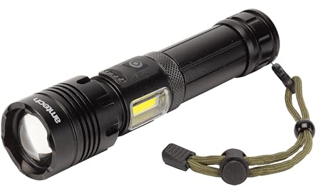 Amtech - USB Rechargeable Torch, Super Bright LED Torch Light, Powerful Torch with 7 Lighting Modes, Portable Flashlight for Home DIY, Work Spaces, and Emergency Use (10W)