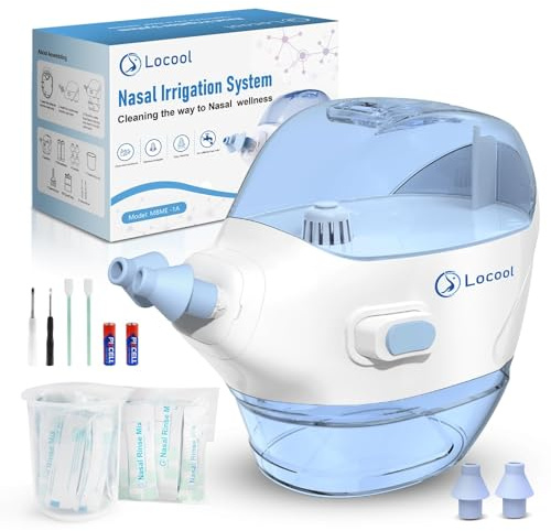locool Electric Nasal Irrigation System, Sinus Rinse Machine with 50 Salt Packets, Self-Cleaning and Automatic Waste Collection, Nasal Suction Device for Quickly Relieving Nasal Discomfort
