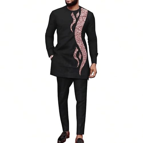 famesale Ensemble Hommes Africains Traditionnels Afrique du Sud Nightclub Trends Costume Dashiki Chemise et Combinaison Pantalon