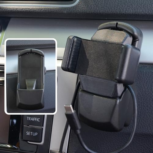 VW Soporte para teléfono móvil | preparación del móvil | Cable de Carga USB-C | Compatible con VW Passat, Golf, Touran, Polo, Tiguan, T5 (2003–2014)