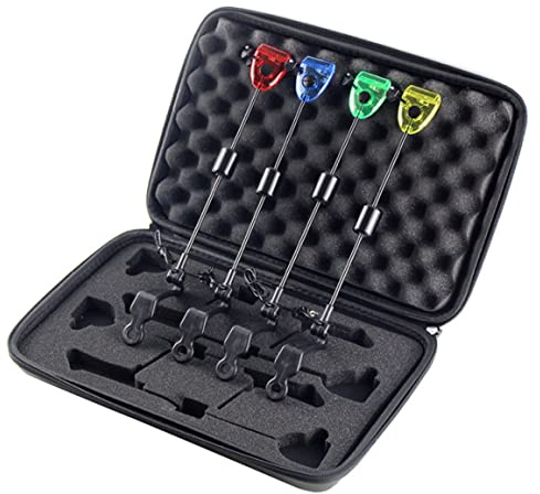 Alarmes de Morsure pêche de Carpe 4pcs 13 Pouces LED Alarme Morsure pêche avec boîte Transport Boîte Rouge Jaune Bleu Vert indicateur à l'extérieur