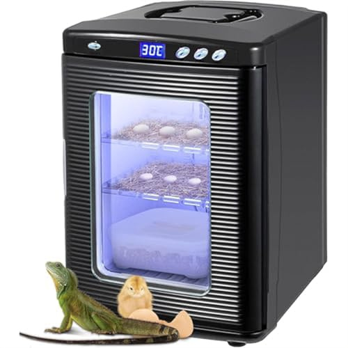 Incubatrice per rettili da 25 l con termostato a doppia potenza, intervallo di temperatura regolabile da 5 a 60 °C, per cova uova e applicazioni di laboratorio scientifico