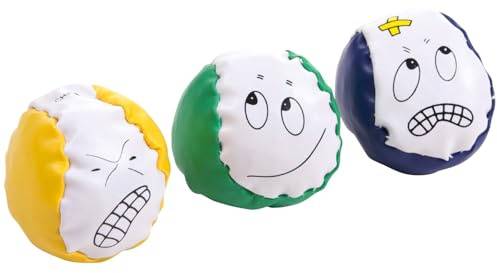 Sport-Thieme Footbag Set Kickies | Robuster Footbag mit lustigen Gesichtern | Für Koordination Geschicklichkeit Tasten Fühlen | Kunstleder mit Kunststoffgranulat