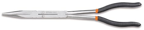 Beta 1009L/D - Pinza a becchi mezzotondi lunghissimi diritti zigrinati, con doppio snodo manici ricoperti con 2 strati di PVC antiscivolo