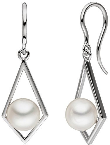 Jobo Damen-Ohrringe hängend aus 14 Karat 585 Weißgold mit Perlen