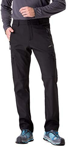 TRAILSIDE SUPPLY CO. Men's Fleece Lined Insulated Pants Softshell Pants,Water and Wind-Resistant Black Size Medium