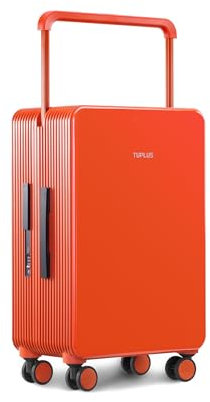 TUPLUS Koffer Trolley ABS Reisekoffer mit 4 Rollen Handgepäck Hartschale Rollkoffer Mittelgroß, Balance Serie(66,5cm-62L,Orange)