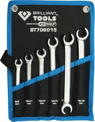 BRILLIANT TOOLS BT706015 Jeu de clés à tuyauter, 6 pcs, 8 - 19 mm [Powered by KS TOOLS]