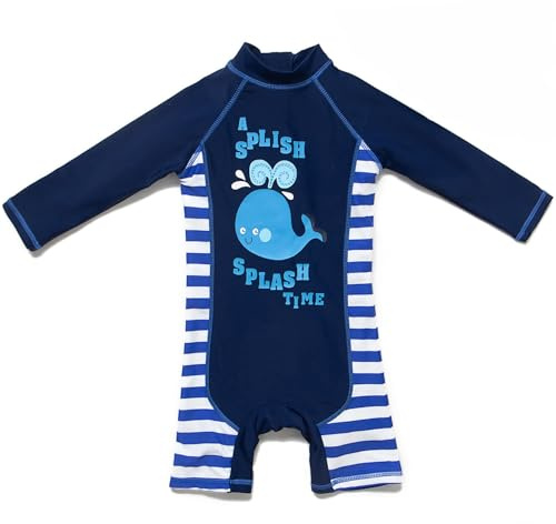 BONVERANO Traje baño bebé protección Solar UPF 50+ Cierre Cremallera (Ballena 2, 12-18 Meses)