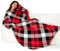 Winthome Decke mit Ärmeln, Kuscheldecke Weich Warm Flauschig, Ärmeldecke mit Klettverschluss und Elastischem Band, TV Decke Sofadecke für Geschenke, Fleecedecke Spart Heizkosten(Rote Plaid, 140x180cm)
