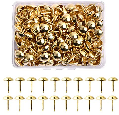 200 Stück 11x17mm Polsternägel Möbel Dekorative Reißnägel Ziernägel Vintage Möbel Heftzwecken Polster Reißzwecken Push Pins mit Aufbewahrungsbox für Möbel Sofa Sessel Stuhl Bett Dekoration (Gold)