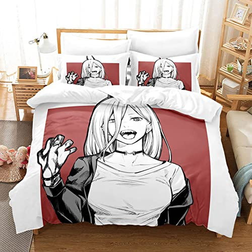 acsefire Anime Chainsaw Man Printed Bedding Set Duvet Cover Makima Soft Duvet Cover & Pillowcases 3 Piece Sets - King(#7 240cm*220cm)