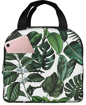XVBCDFG Bolsa de almuerzo de hojas tropicales Oficina al aire libre Papel de aluminio portátil Aislamiento grueso y bolsa Bento de mantenimiento fresco