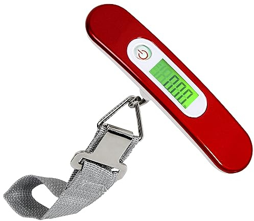 ASAB Digital Luggage Scale for Suitcase Electronic Weighing Scale Ergonomic Grip 50KG Capacity Hanging Travel Luggage Weight Scale Backlit LCD Display Tare Function Overload Indicator 4 Weight Units