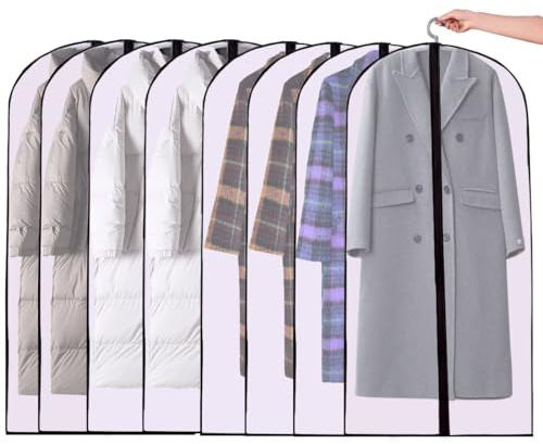 LOSYHU 63 inch Dress Covers Garment Bags Full Length, Set of 8 Long Garment Cover Bag for Dressses, Waterproof Dust Proof Hanging Clothes Covers Protector Bags for Dress (60cm*160cm)