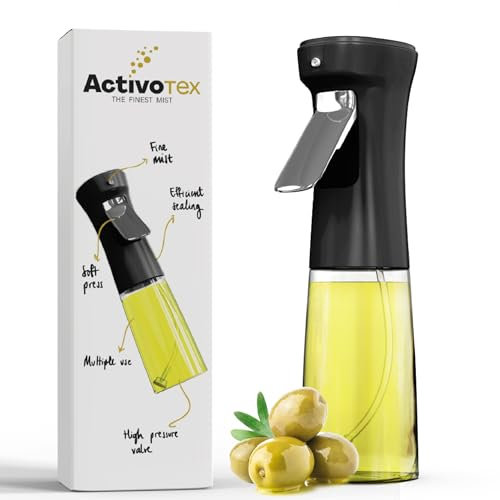 Spruzzatore Olio Spray per Cucina. Dispenser di olio in vetro da 240 ml olio spray spray nebulizzatore sottile nebulizzatore diffusore spray spray olio e aceto (nero, 240 ml)