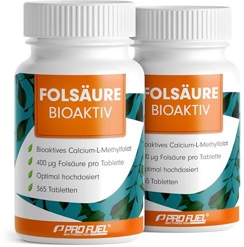 Folsäure BIOAKTIV 400µg - 2x365 Folsäure Tabletten mit Biofolate® L-5-MTHF Folsäure - optimal hochdosiert für Kinderwunsch & Schwangerschaft - laborgeprüft mit Zertifikat - 100% vegan