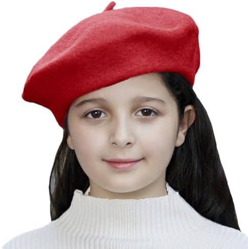 Gajaous Berretto Francese in Lana per Bambini, Berretto Artistico Classico e Caldo in Colore Unito per Bambina e Neonata