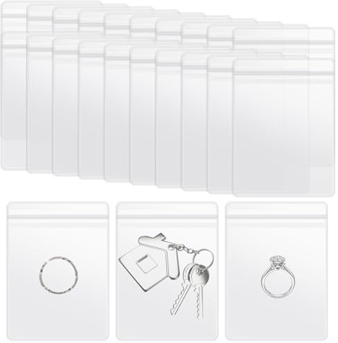 Oruola 40pcs PVC Clear Jewelry Bags,Jewelry Pouches for Storage,Small Self-Sealing Plastic Zip Transparent Lock Bag,8 X 6 Cm Resealable Anti Tarnish Small Zip Clear Bags for Earrings Rings Necklaces