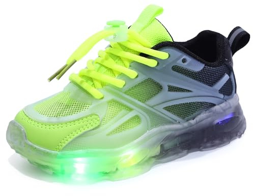 Scarpe LED for bambini, scarpe lampeggianti for bambini, scarpe luminose for bambine, scarpe for bambini con luce. Sneakers leggere, antiscivolo e traspiranti for la primavera e l'estate 21-36(Verde,2