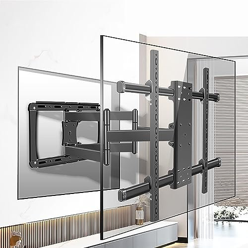 Support Mural pour téléviseurs Plats/incurvés de 55 à 90 Pouces, jusqu'à 70 kg, inclinable et pivotant avec Deux Bras, Support Mural pour téléviseur à Mouvement Complet, Max. 800 x