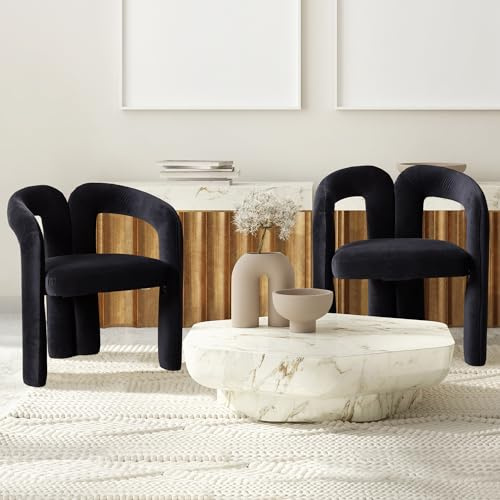 Juego de 2 sillas de comedor modernas de terciopelo tapizado con comodidad acolchada, elegante aspecto de pie de elefante y marco de acero resistente para salón, cocina y oficina en casa