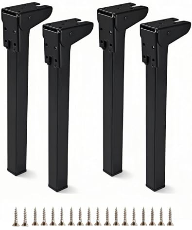 XWHLXY Folding Table Legs -4 Pack Metal Foldable Furniture Legs 11.8''/30cm | Replacement Feet for DIY Desks,Coffee,Portable Laptop,Camping Tables | Heavy Duty Cold-Rolled Steel | with Screws