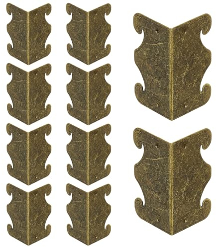 QUARKZMAN 10 Pezzi Proteggi Angoli per Battiscopa, Copriangolo Decorativo in Metallo Stile Vintage per Mobili in Legno Tavolo Cassetto Ante, Bronzo