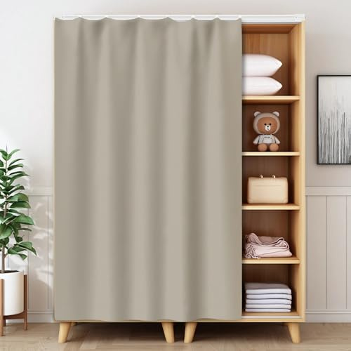 NEPHRA Cortinas para Lavadoras, Armarios Sin Puertas y Armarios de Cocina - Autoadhesivas, con Riel Deslizante, Sin Taladro, para Privacidad y A Prueba de Polvo(Stone Gray,190 x 70 cm)