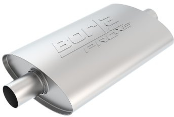 BORLA 40364 ProXS Universal-Schalldämpfer, 6,3 cm Mitteleinlass, 6,3 cm Mittelauslass, 10,2 x 24,1 cm, oval x 35,6 cm langer Körper, 48,3 cm Gesamtlänge, nicht nackter Hals, wendbares Design, T-304