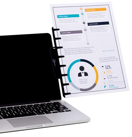 Note Tower Monitor Document Paper Holder for Typing | Clips to Laptops & Desktop Monitors I Reduces Eye & Neck Strain | Portable Copy Holder for Desk | Sticky Note Stand & Monitor Memo Board | Black