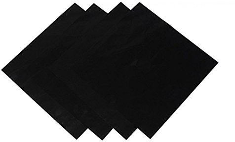 Greenlans 4 pcs carré Feuille Cuisson au gaz Protector Liner réutilisables Facile à Nettoyer Protection Pad, Noir, Taille Unique