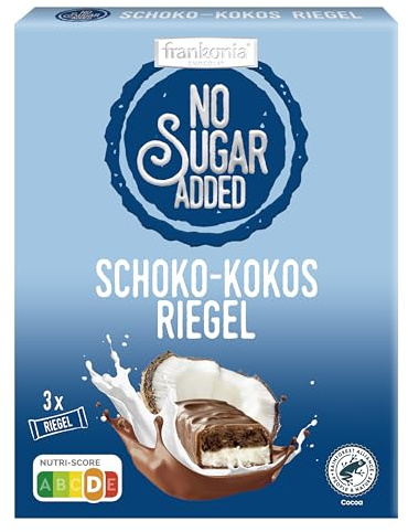 frankonia CHOCOLAT NO SUGAR ADDED Schoko-Kokos Riegel, 100 g (3x33 g)