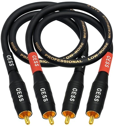 CNCESS CESS-075-1f Heavy Duty Waterproof Phono RCA Male to Male Patch Cable (1 FT)