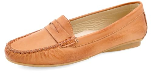Casual Mocassins d'été légers en cuir pour femme, marron, 36 EU