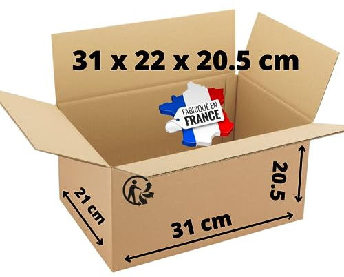 1Emballages | Cartons d'Expédition ou Déménagement 31X22X20.5 cm - fabriqué en France (20)