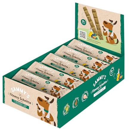 Sammy´s Fitness Schnitte mit Grünlippmuscheln und Lachsöl | Proteinreich | Schonend hergestellt & luftgetrocknet| Getreidefrei | Hundeleckerli | Trainingssnack | Frisch Fleisch 20 x 25 g