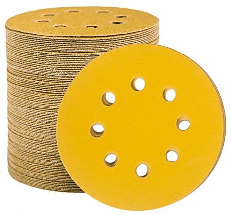 STEBRUAM 100 Pezzi Dischi Abrasivi da 125 mm Fogli di Sabbia a Disco 180 Graniglie Carte Abrasive 8 Fori Levigatura Carta Vetrata Smerigliatrice a Grana Grossa Cuscinetti per Levigatrice Orbitali