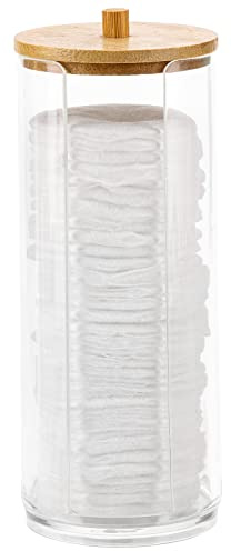 Tecbeauty Cotton Pads Holder Makeup Removers Pad Organizer Dispenser for Bathroom Storage - Bamboo Lid