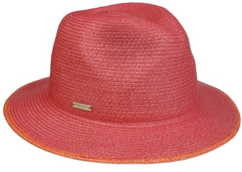 Seeberger Katalia Fedora Strohhut mit UV-Schutz Sonnenhut Damenhut Sommerhut (One Size - Fuchsia)