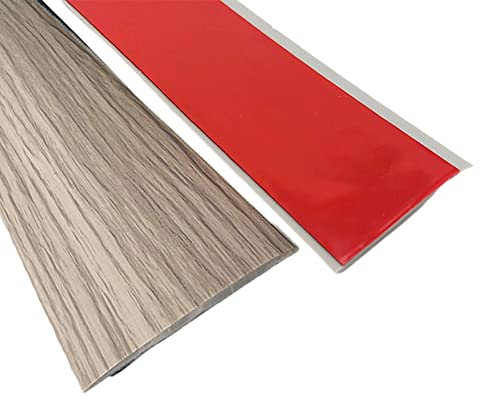 Self Adhesive Flat Floor Transition Strip, PVC Laminate Floor Strip Carpet Transition Strip Floor Threshold Divider Strips, Flooring Edge Trim (5CM/2M, Grey Wood)
